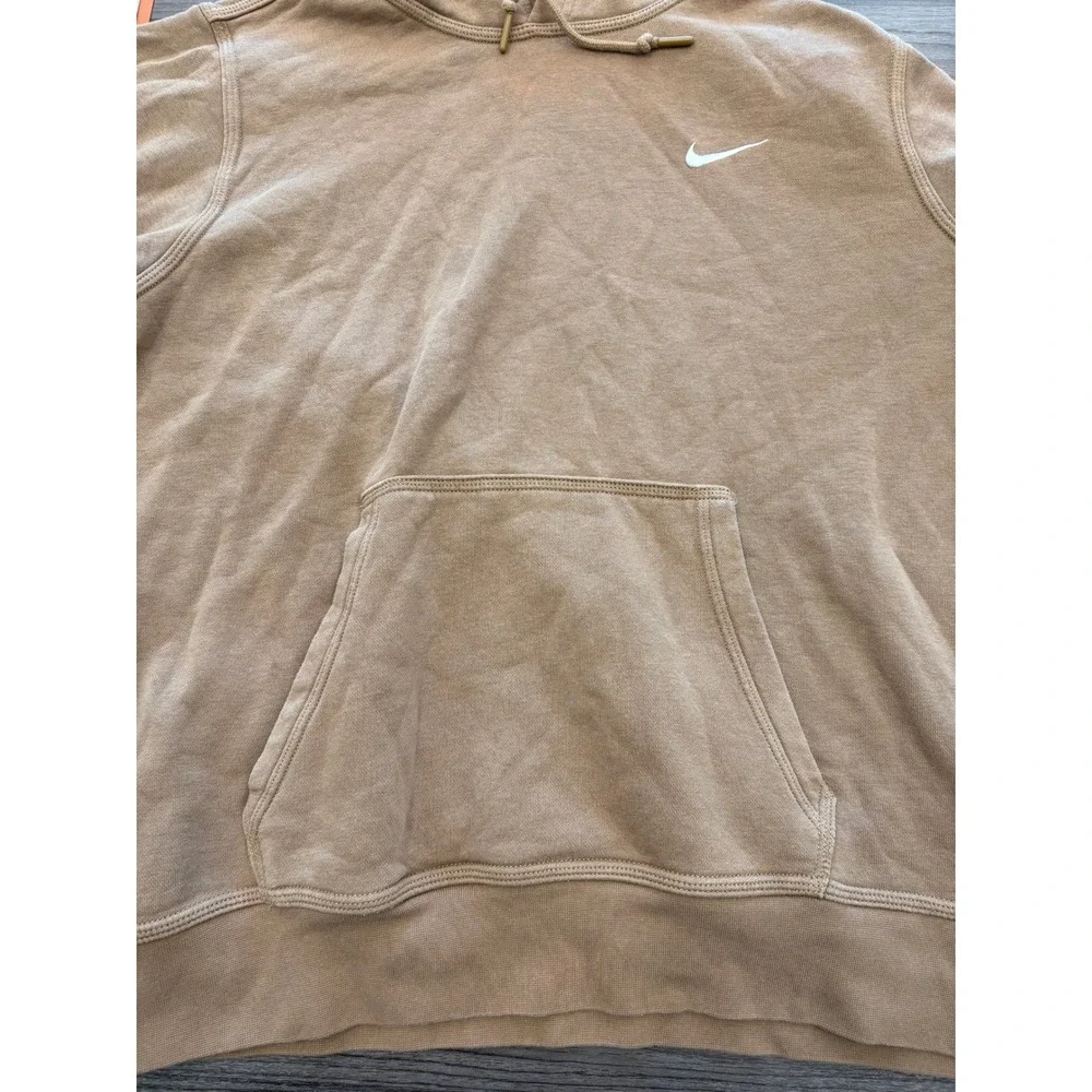 Nike Mini Swoosh Pullover Hoodie Womens Large Beige Brown Sweatshirt